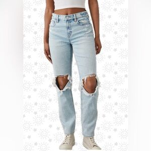 American Eagle Outfitters super high rise ankle straight jeans.